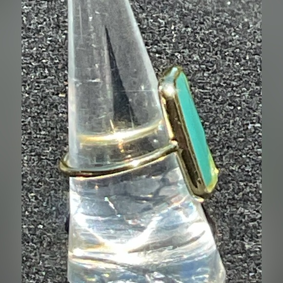 Amazonite Chalcedony 18k Gold Clad Fancy Cut Wholesale Gemstone  Rectangle Ring - Picture 3 of 6